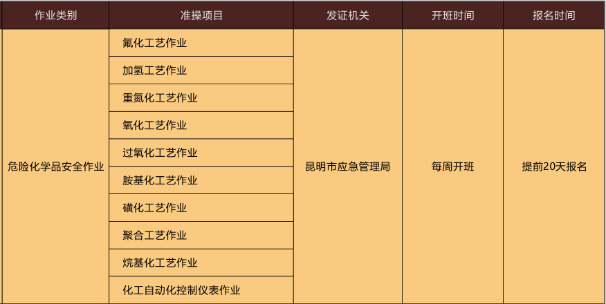 2020年11月云南省危險化學品安全作業(yè)(化工自動化儀器儀表)證考試及培訓(xùn)時間安排