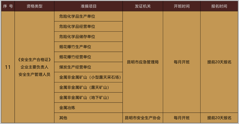 云南煙花爆竹安全生產(chǎn)知識和管理能力考核合格證考試報名簡章